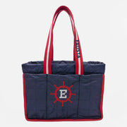 Customizable blue quilted dog bag