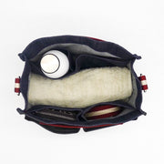 Denim cotton organizer bag with compartments and internal pockets