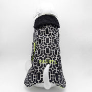Personalized Bespoke Reversible Dog Coat/Raincoat Black Cashmere Maze
