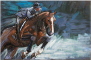 Equestrian Jockey Horse Racing Equine Wall Art Painting 3D Mixed Media Wood Metal