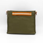 organizer bag in green cotton with compartments and internal pockets