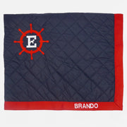 Blue waterproof quilted travel dog blanket