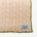 Ivory pure wool dog blanket with braided knit design
