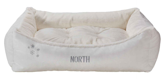 Bowsers Holiday Snowflake Scoop Bolster Dog Bed - Easy-Entry Bolster Support