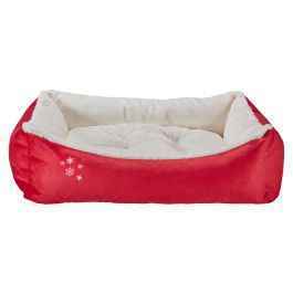 Bowsers Holiday Crimson Scoop Bolster Dog Bed - Easy-Entry Bolster Support