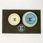 Personalized Faux Leather Dog Placemat Grey/Pale Blue