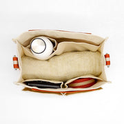 Cotton organizer bag with compartments and internal pockets