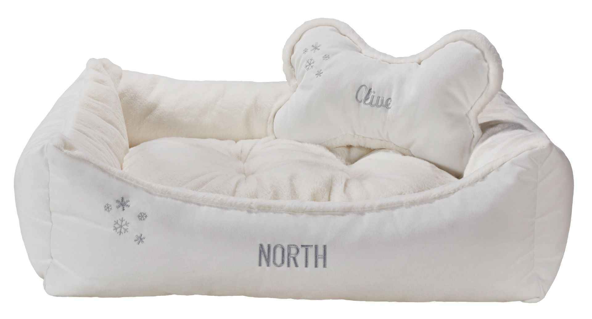 Bowsers Holiday Snowflake Scoop Bolster Dog Bed - Easy-Entry Bolster Support