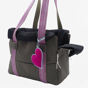 Small dog bag in grey nylon with pink details