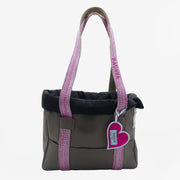 Small dog bag in grey nylon with pink details