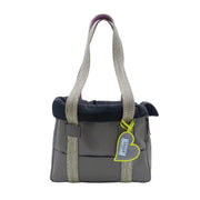 Small dog bag in grey nylon with yellow details