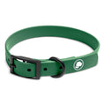 Load image into Gallery viewer, Clover Green Collar by The Modern Dog Company, weather and odor resistant, featuring a black buckle and logo.
