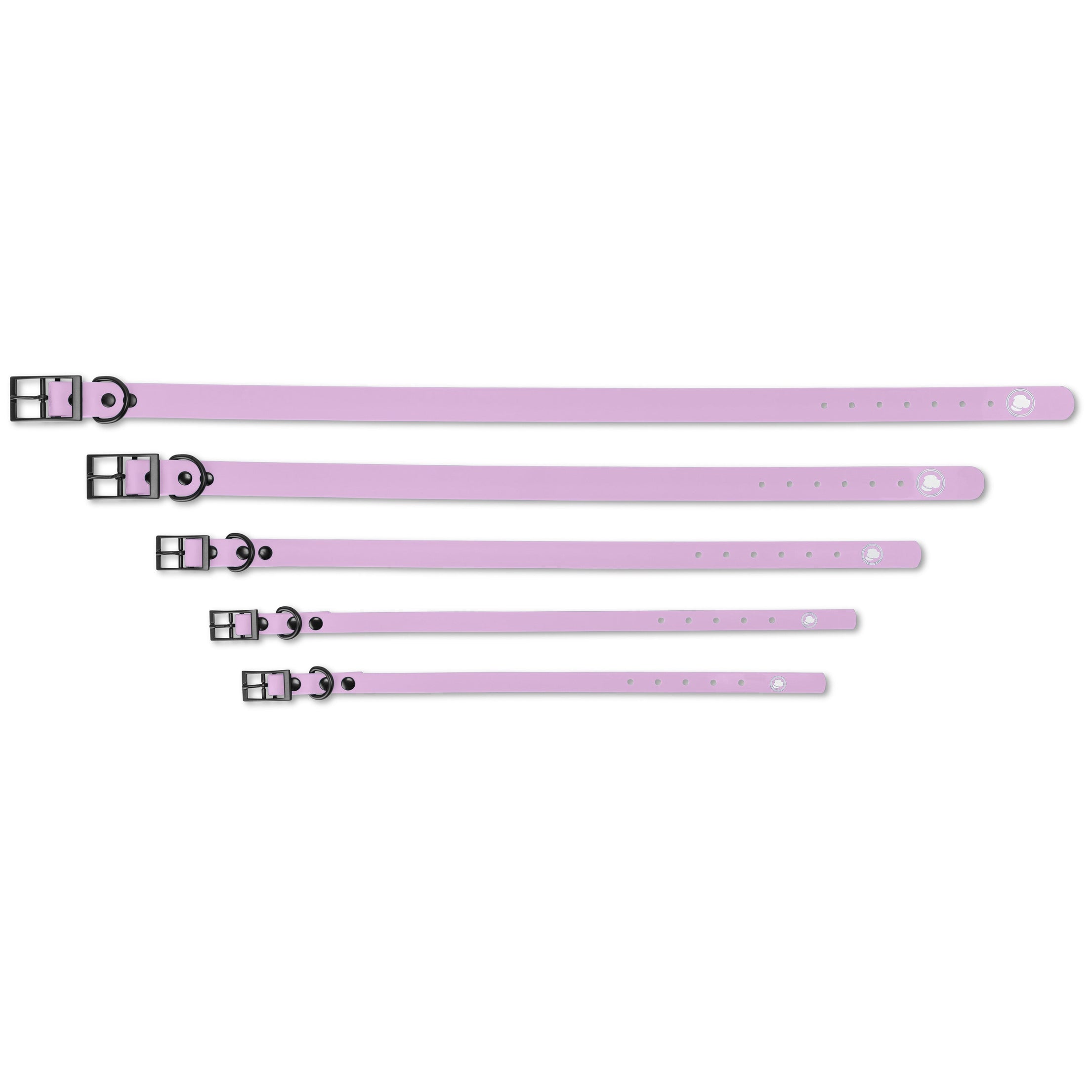 Blush pink dog collar by The Modern Dog Company, featuring weather and odor resistance, available in five adjustable sizes.