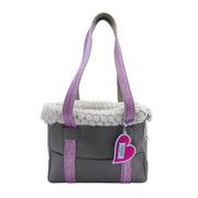 Small dog bag in grey nylon with pink details