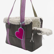 Small dog bag in grey nylon with pink details