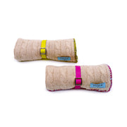 Ivory pure wool dog blanket with braided knit design