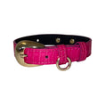 Load image into Gallery viewer, XS Fuchsia Snake 7-14 Collar/Custom Gold Italian Hardware
