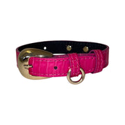XS Fuchsia Snake 7-14 Collar/Custom Gold Italian Hardware