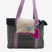 Small dog bag in grey nylon with pink details