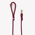 Load image into Gallery viewer, Bordeaux braided rope leash by Southlake Paws in deep burgundy with gold hardware and a loop handle.
