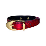 XS/S 7”-14”  Ruby Red/Purple Custom Snake Collar/Custom Gold Italian Hardware