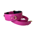 Load image into Gallery viewer, Classic Fuchsia Pink Italian Leather Collar & Leash Set
