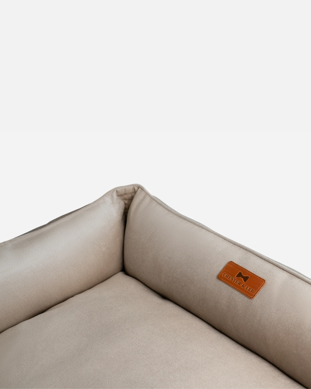 Bolster Beds Premium Chester & Lee | Classic Velvet Sleeper Dog Bed Beige