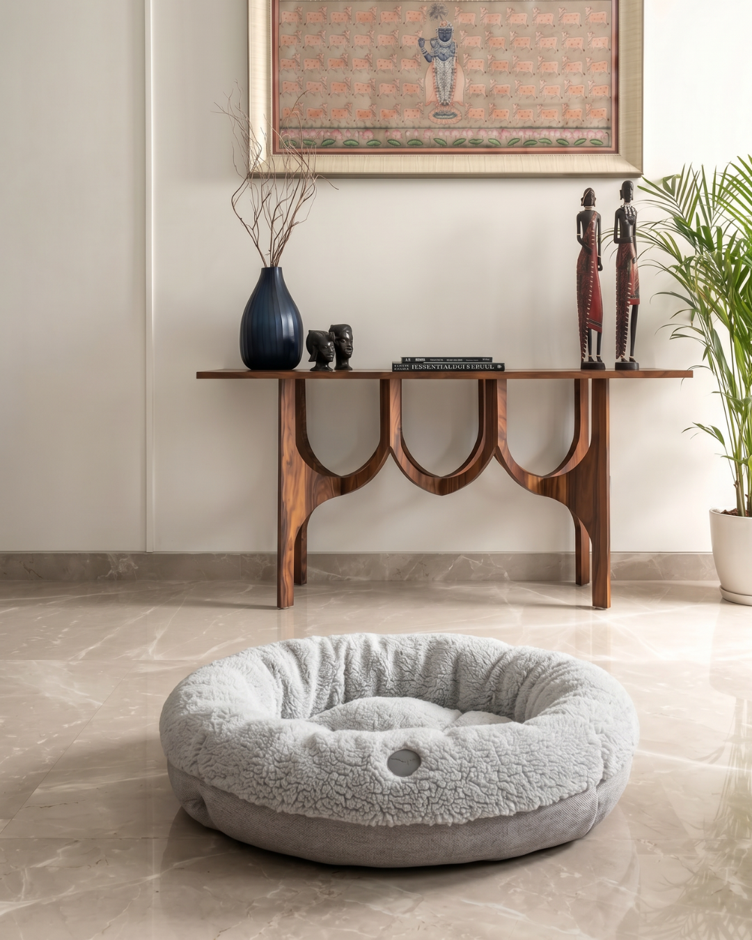 Pet Beds Premium Chester & Lee | Furry Gray Donut Dog Bed