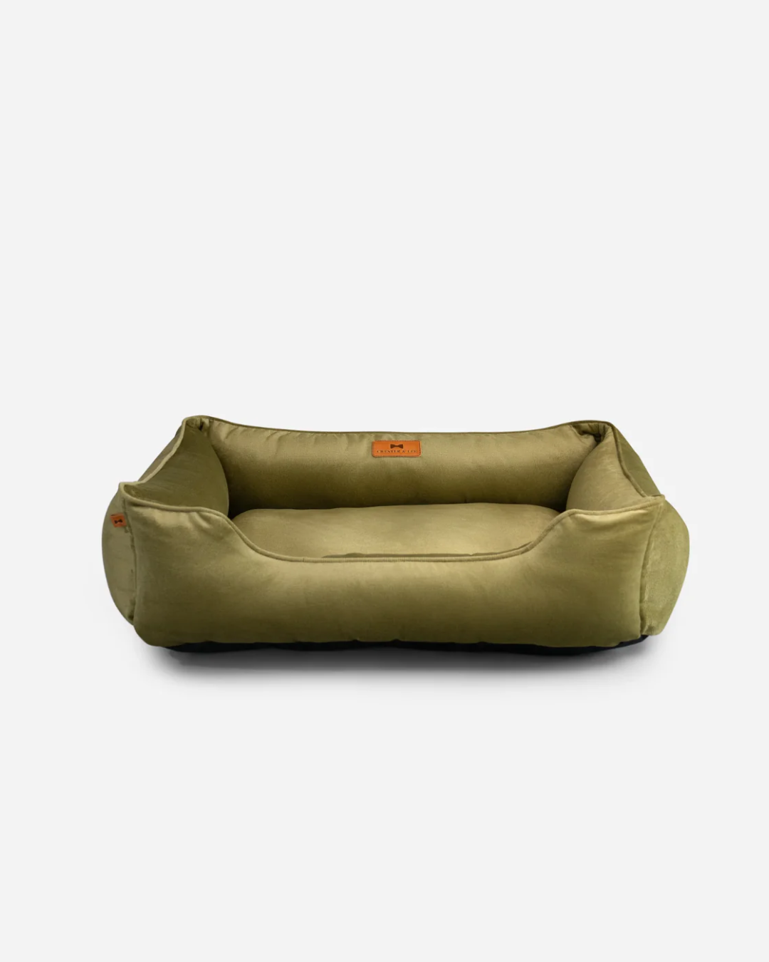 Bolster Beds Premium Chester & Lee | Vibrant Velvet Sleeper Dog Bed Olive