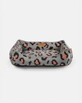 Load image into Gallery viewer, Chester & Lee | Velvet Sleeper Dog Bed Gray & Peach Leopard Print
