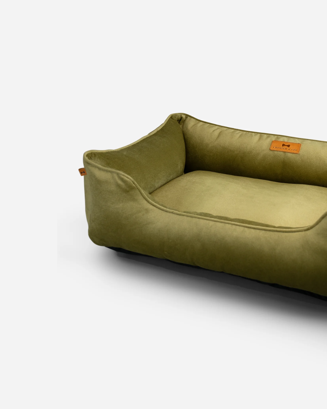 Bolster Beds Premium Chester & Lee | Vibrant Velvet Sleeper Dog Bed Olive