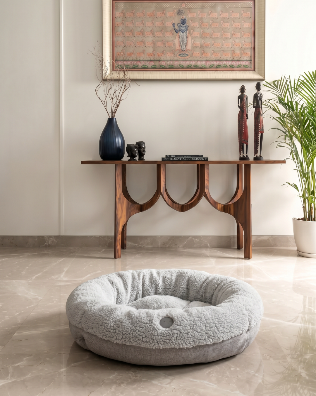 Pet Beds Premium Chester & Lee | Furry Gray Donut Dog Bed