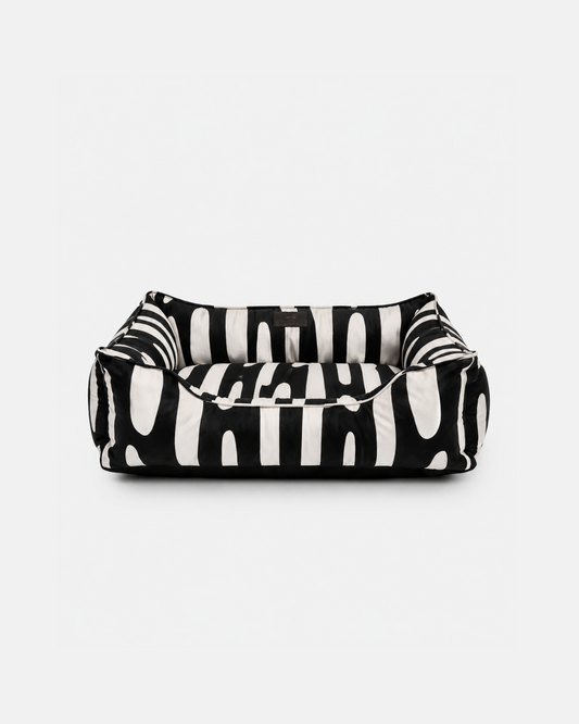 Chester & Lee | Velvet Sleeper Dog Bed Black Abstract