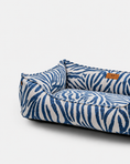 Load image into Gallery viewer, Chester & Lee | Velvet Sleeper Dog Bed Blue & White Animal Print
