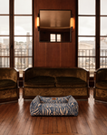 Load image into Gallery viewer, Chester & Lee | Velvet Sleeper Dog Bed Blue & White Animal Print
