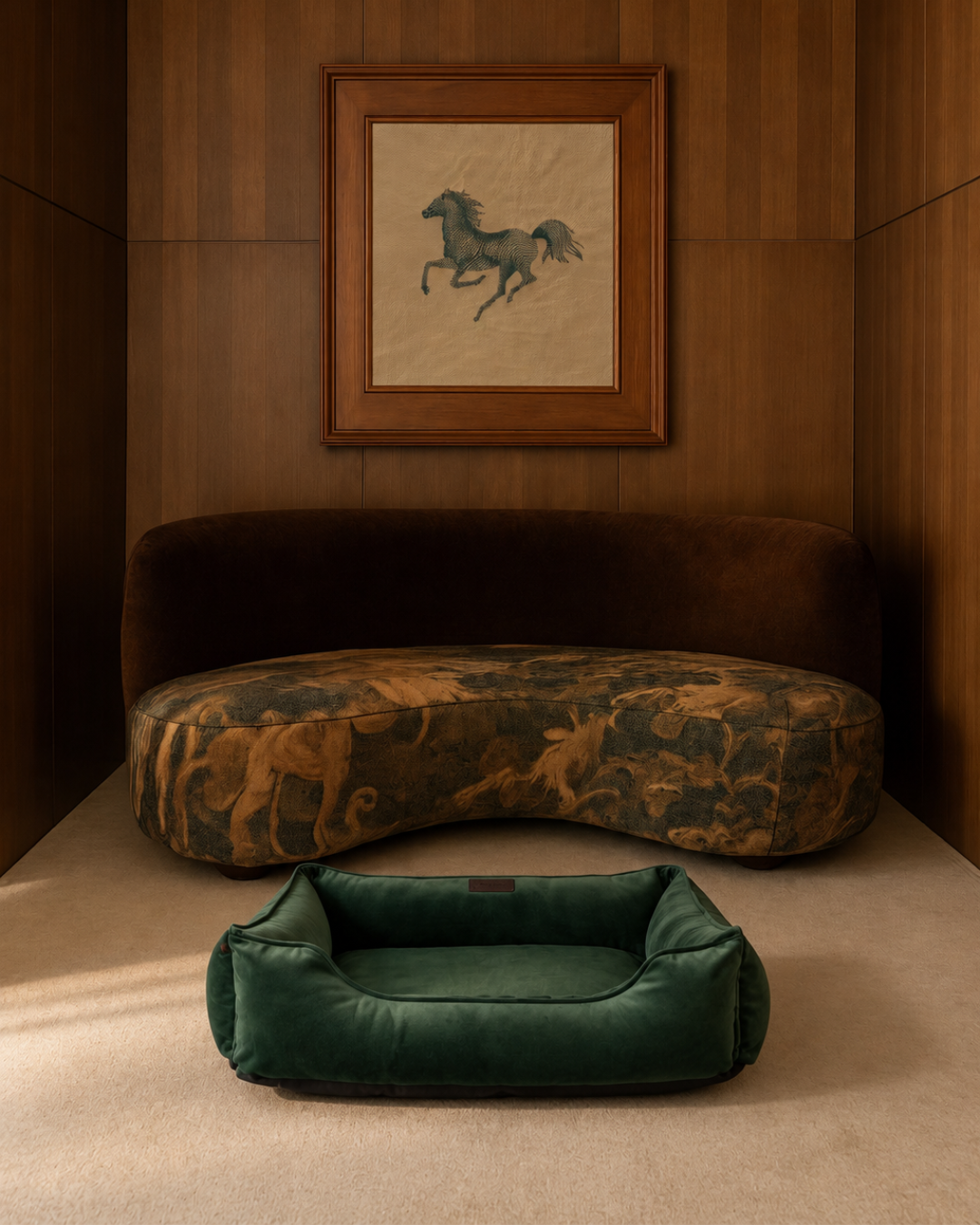 Bolster Beds Premium Chester & Lee | Classic Velvet Sleeper Dog Bed Green
