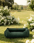 Load image into Gallery viewer, Bolster Beds Premium Chester & Lee | Classic Velvet Sleeper Dog Bed Green
