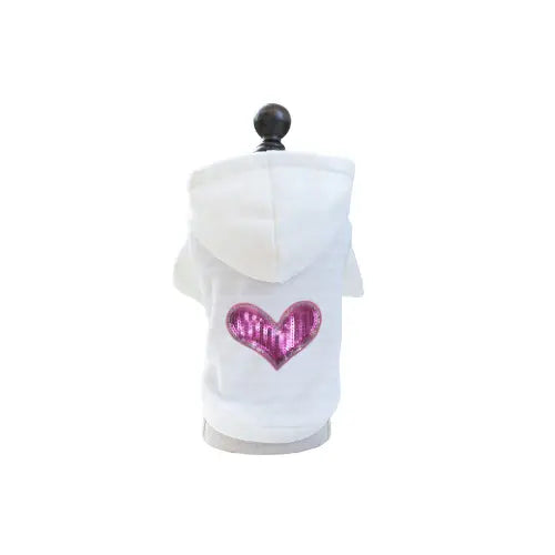 Sequin Heart Lightweight Hoodie- Dog Hoodie 