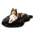 Load image into Gallery viewer, PupRug Faux Fur Orthopedic Dog Bed - Curve Midnight Black
