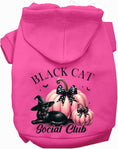 Load image into Gallery viewer, Pink and Black Cat Social Club Halloween Pet Hoodie
