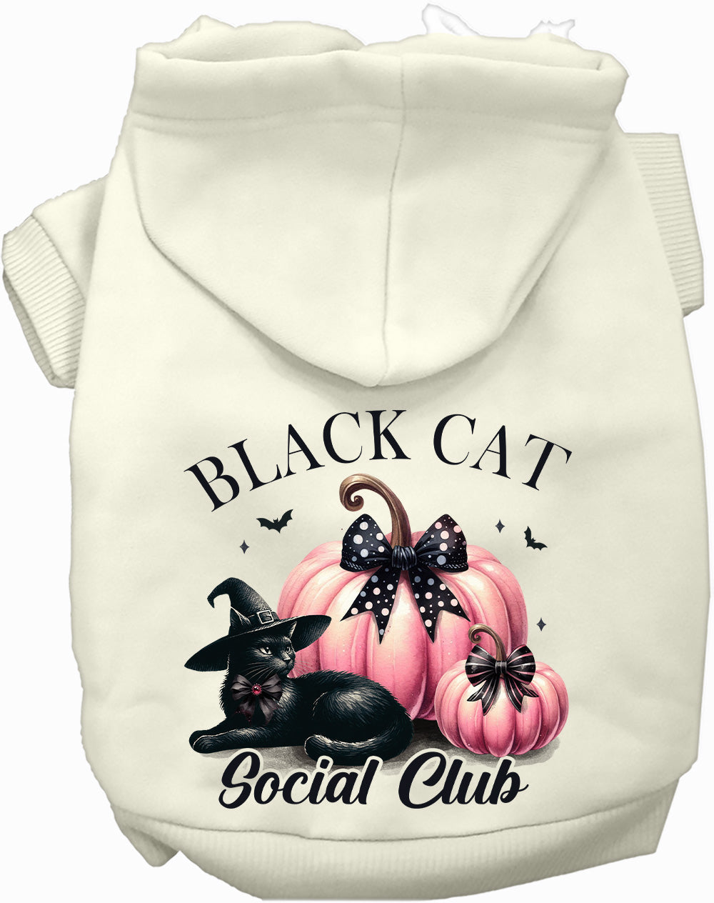 Pink and Black Cat Social Club Halloween Pet Hoodie