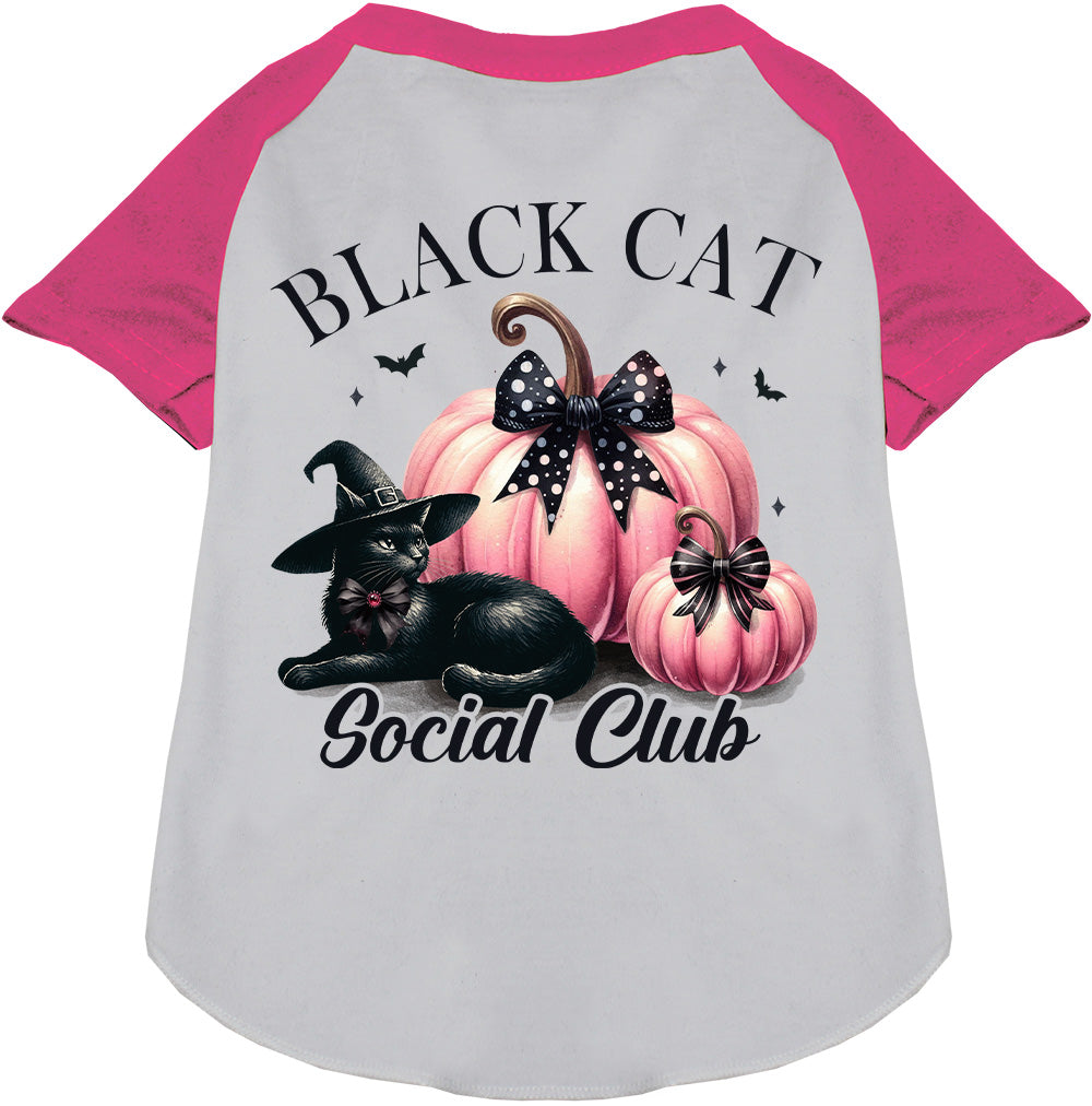 Pink and Black Cat Social Club Pet Raglan Shirt