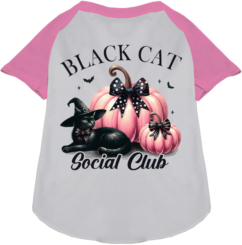 Pink and Black Cat Social Club Pet Raglan Shirt