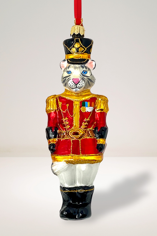 KRG White Tiger Body Polish Glass Ornament 