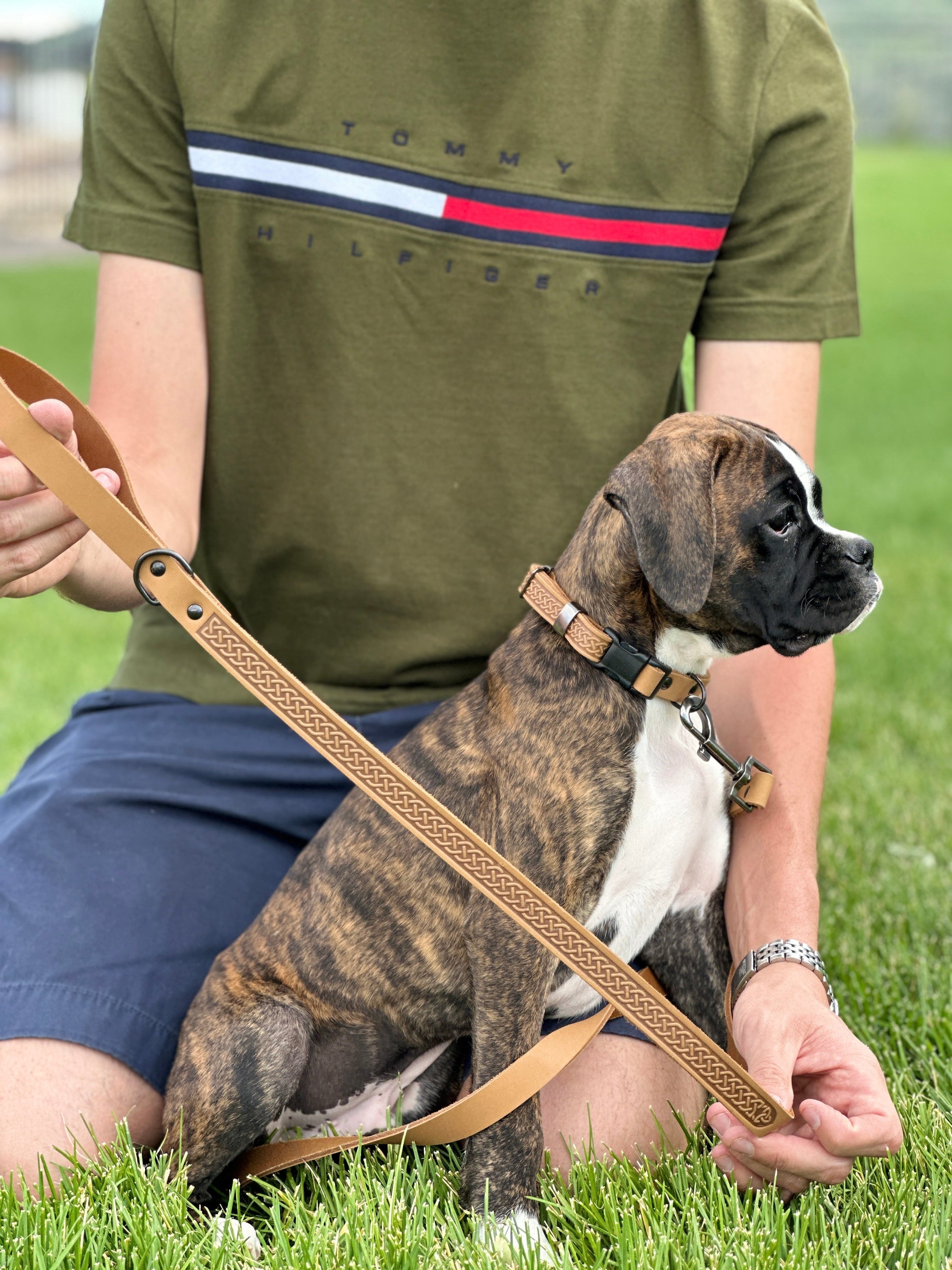 Celtic Sport Khaki Leather Dog Leash - image 2