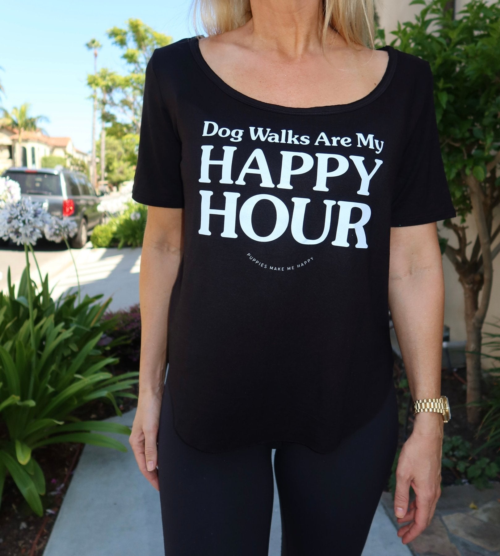 Dog Walks are my Happy Hour | Women's Scoop Neck Weekend Tee