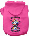 Load image into Gallery viewer, 50 Percent Vampire and Unicorn Halloween Pet Hoodie
