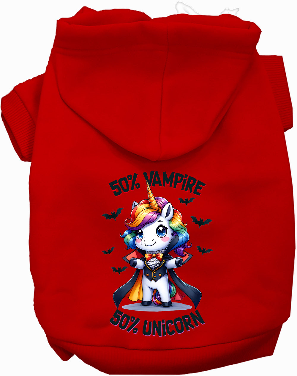 50 Percent Vampire and Unicorn Halloween Pet Hoodie