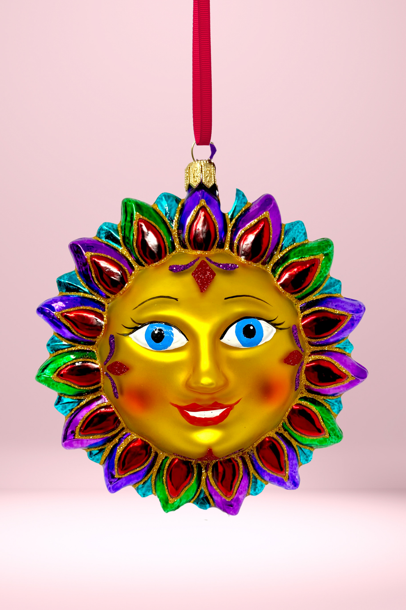 Sedona Red Sun Glass Ornament (R) - Southlake Paws