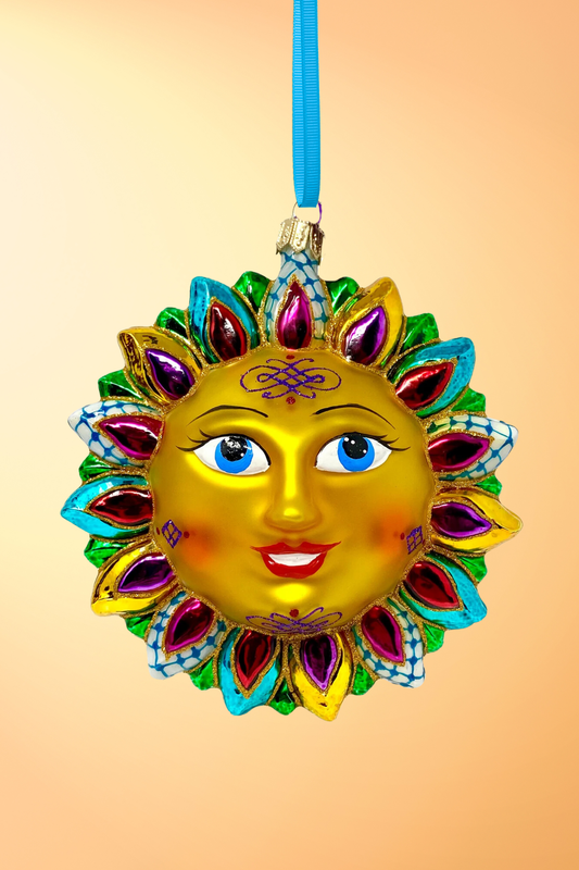Aztec Sun Glass Ornament (RPG) - Southlake Paws